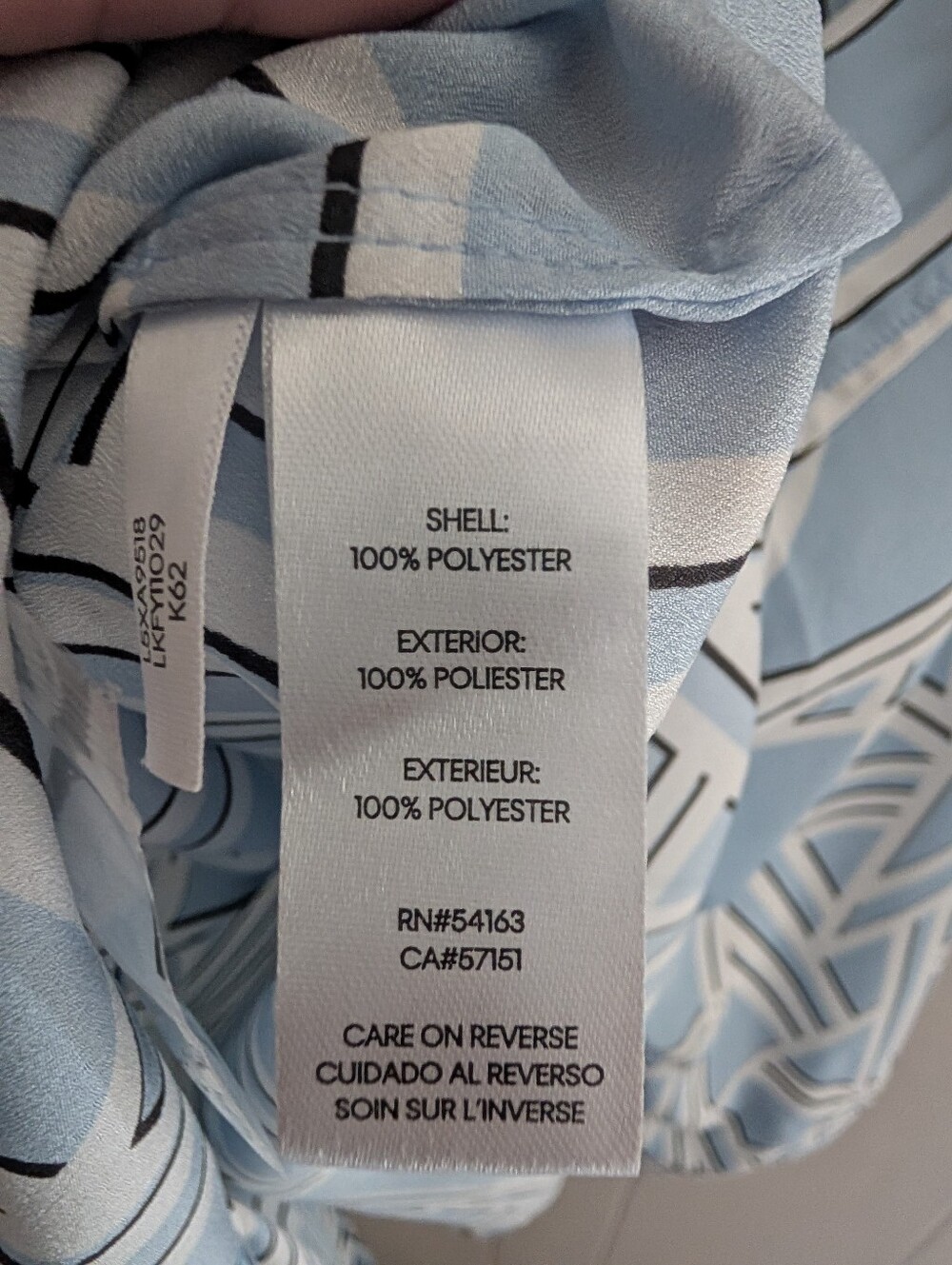 NWT Karl Lagerfeld Paris Light Blue and White Geometric Button-Down Shirt - Picture 8 of 10